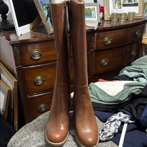 Brown Leather Knee-High Boots